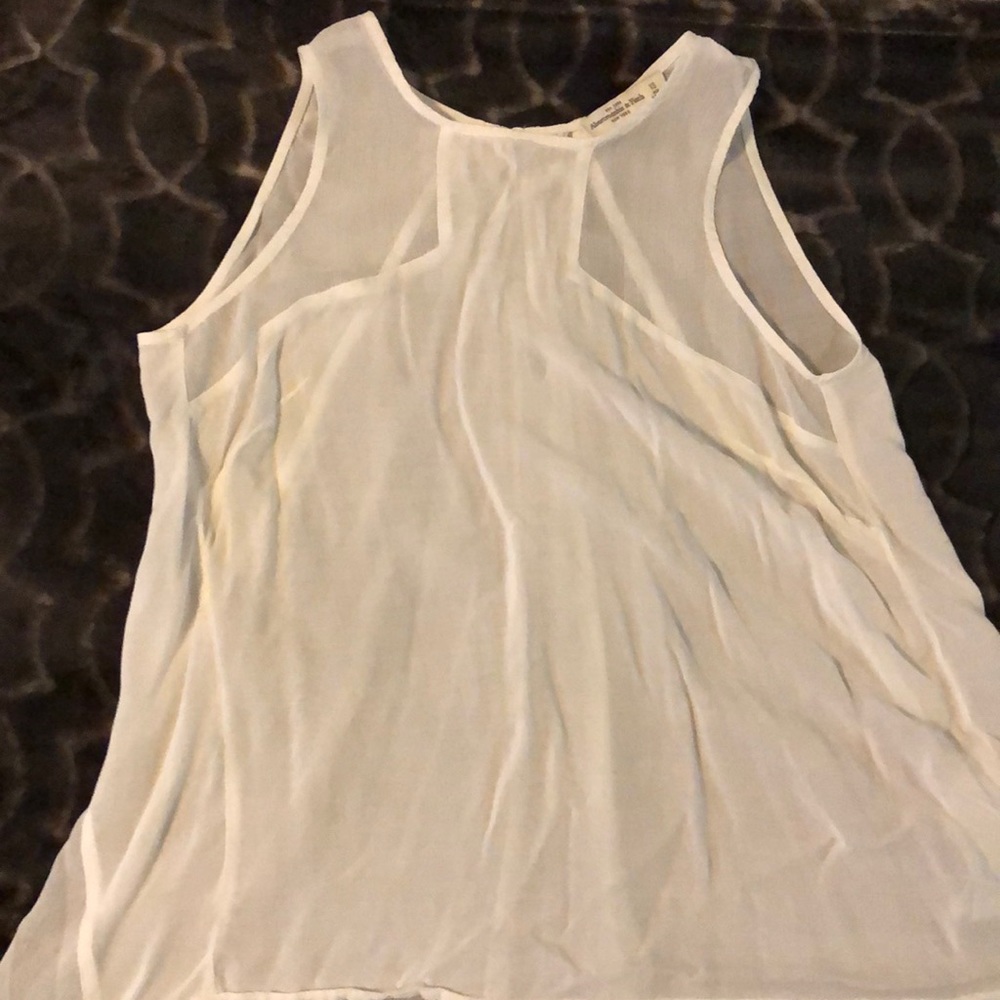 A&F White top w/ sheer neckline&back